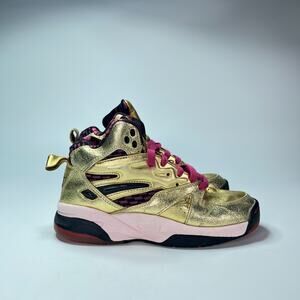 VINTAGE LA Gear High Top Sneakers Gold Pink Black Athletic Shoes Women's Size 5